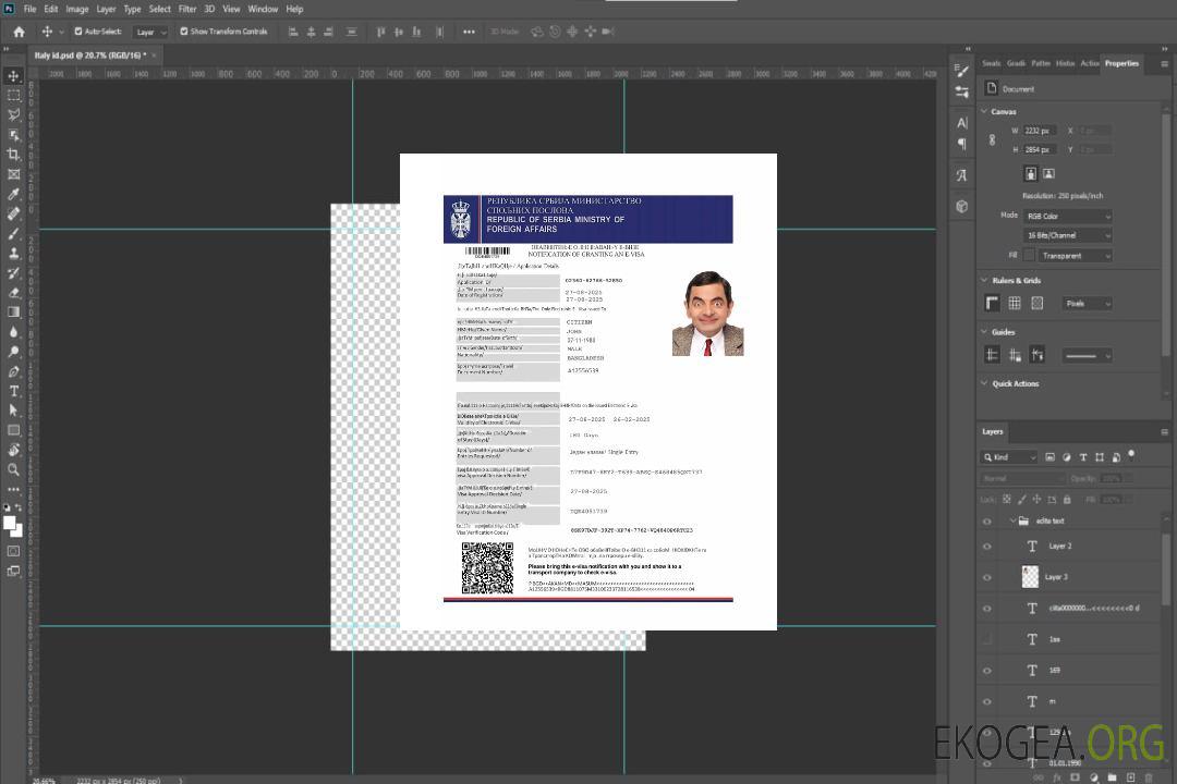 Modèle de visa électronique pour la Serbie aux formats Word et PDF, version 2 template